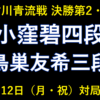 10月12日の対局予定。加古川青流戦決勝第2・3局、小窪碧四段対鳥巣友希三段。第3局は必要な場合のみ。
