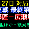 10月27日の対局予定。王座戦最終第5局・伊藤匠対広瀬章人、C級1組ほか、銀河戦放送。