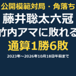 藤井聡太六冠が竹内広也アマに角落ちで敗戦。静岡・山梨の公開模範対局は2026年10月18日午前まで通算1勝6敗。